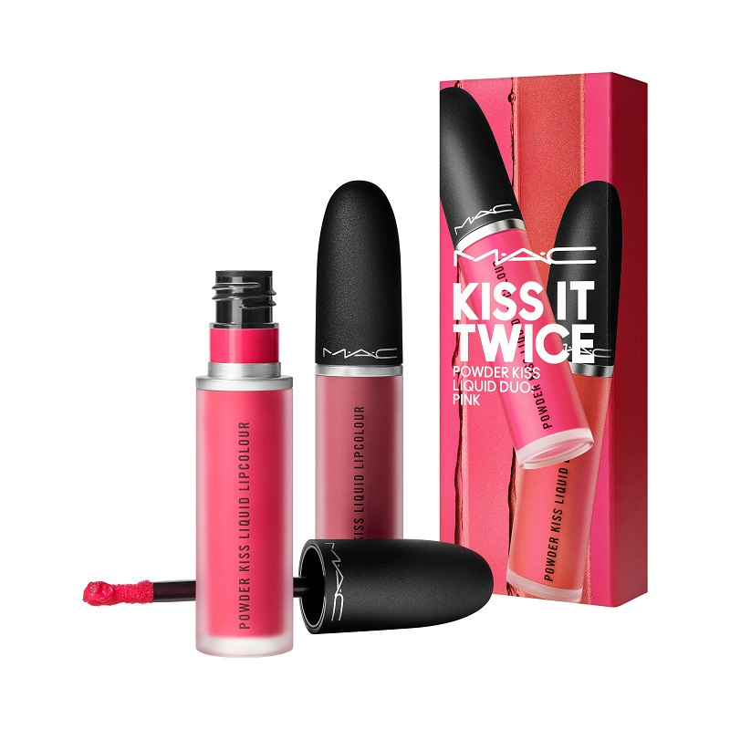MAC — Kiss It Twice Powder Kiss Liquid Duo Gift Set of Pink Lipsticks (995 Fashion Sweetie & 989 Mull It Over)