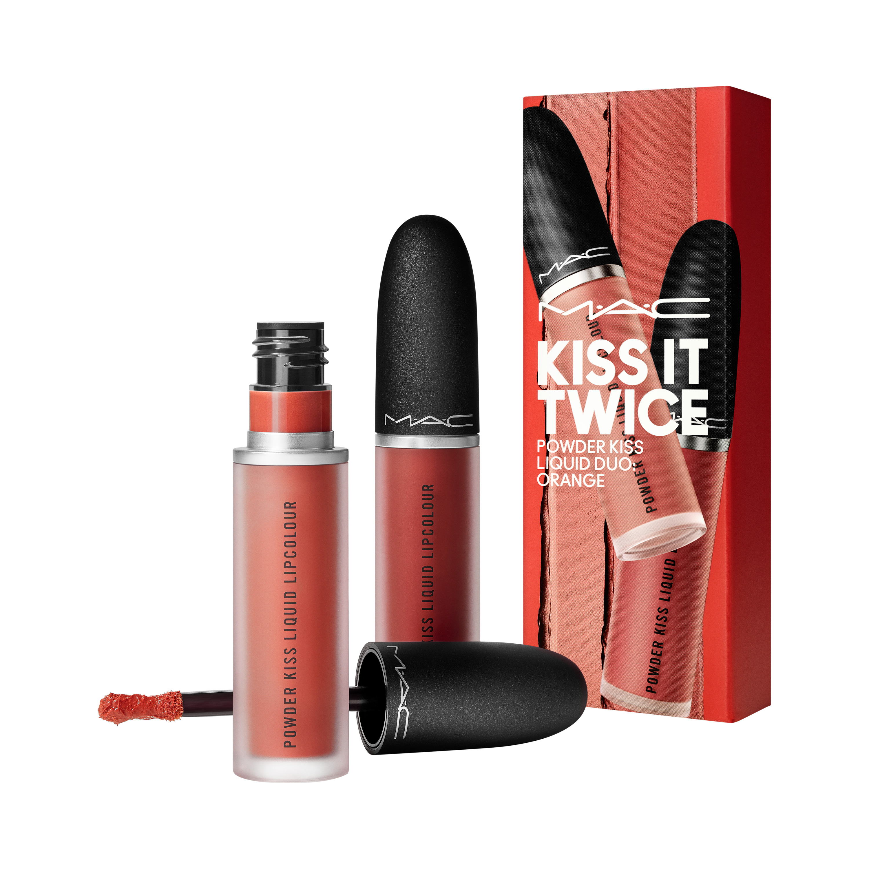 MAC — Kiss It Twice Powder Liquid Duo Gift Set of Orange Lipsticks (988 Little Tale & 984 Billion Smile)